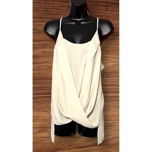 Naked Zebra Ivory Spaghetti Strap Sleeveless Cowl Casual Cami Tank Top Size L